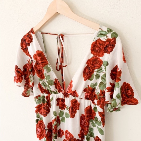 NWT! SMYM Faye Floral Rose Flutter Sleeve Boho Maxi - Picture 5 of 7